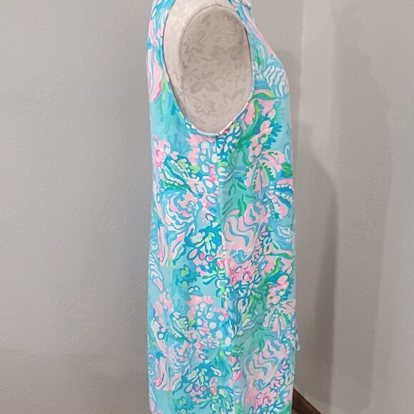 Lilly Pulitzer Jane Shift Dress size 10 sleeveless front zip Aqua La Vista Resor - Picture 6 of 8